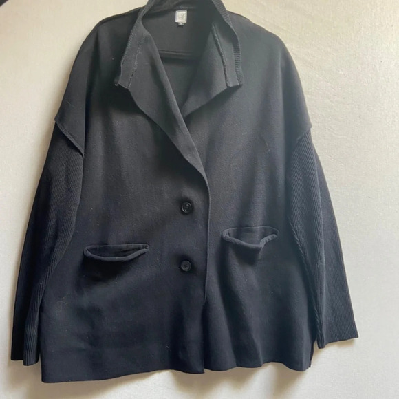 LUXE by Priv long sleeve button big collar oversized cardigan jacket Sz M - Picture 5 of 11